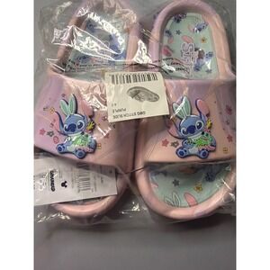 Disney Stitch Purple Kids Slide Sandals 3D Bunny Ear Charm Ground Up Size 4-5
